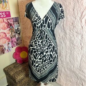 Elegant animal print Black and White Dress